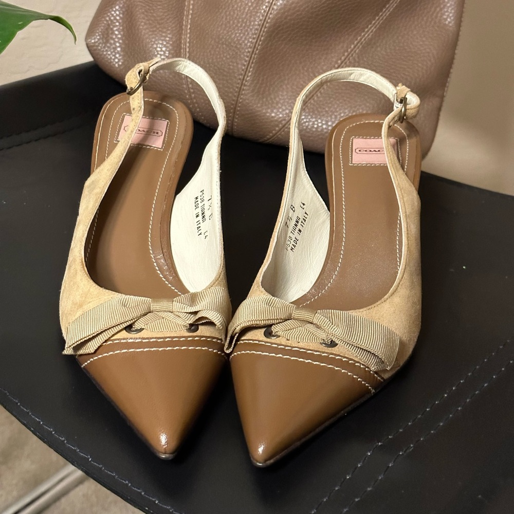 Coach Tianna Brown Suede Leather Point Heels